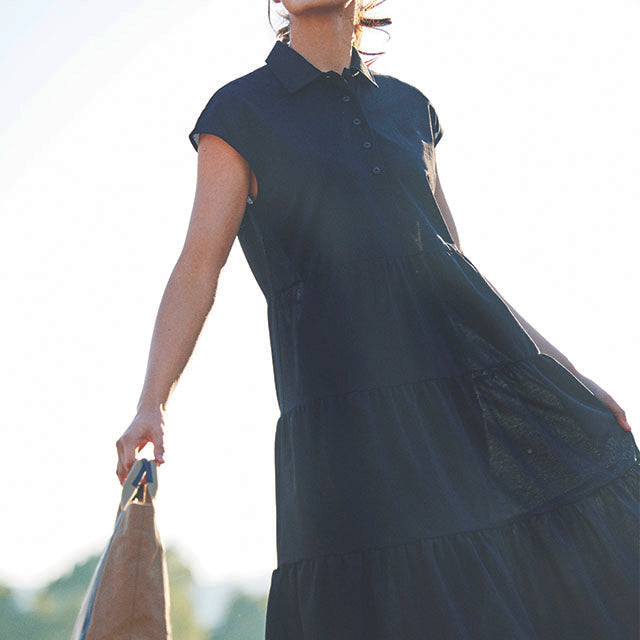 GATHER TIERED ONEPIECE(KHAKI)