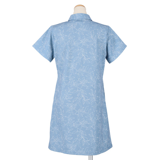 FLOWER LINE DRAWING ONEPIECE(BLUE)