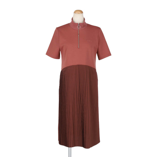 HIGH NECK PLEATED ONEPIECE(BURGUNDY)