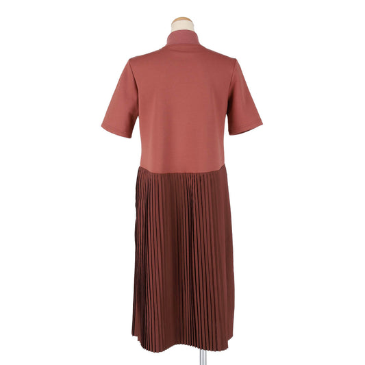 HIGH NECK PLEATED ONEPIECE(BURGUNDY)