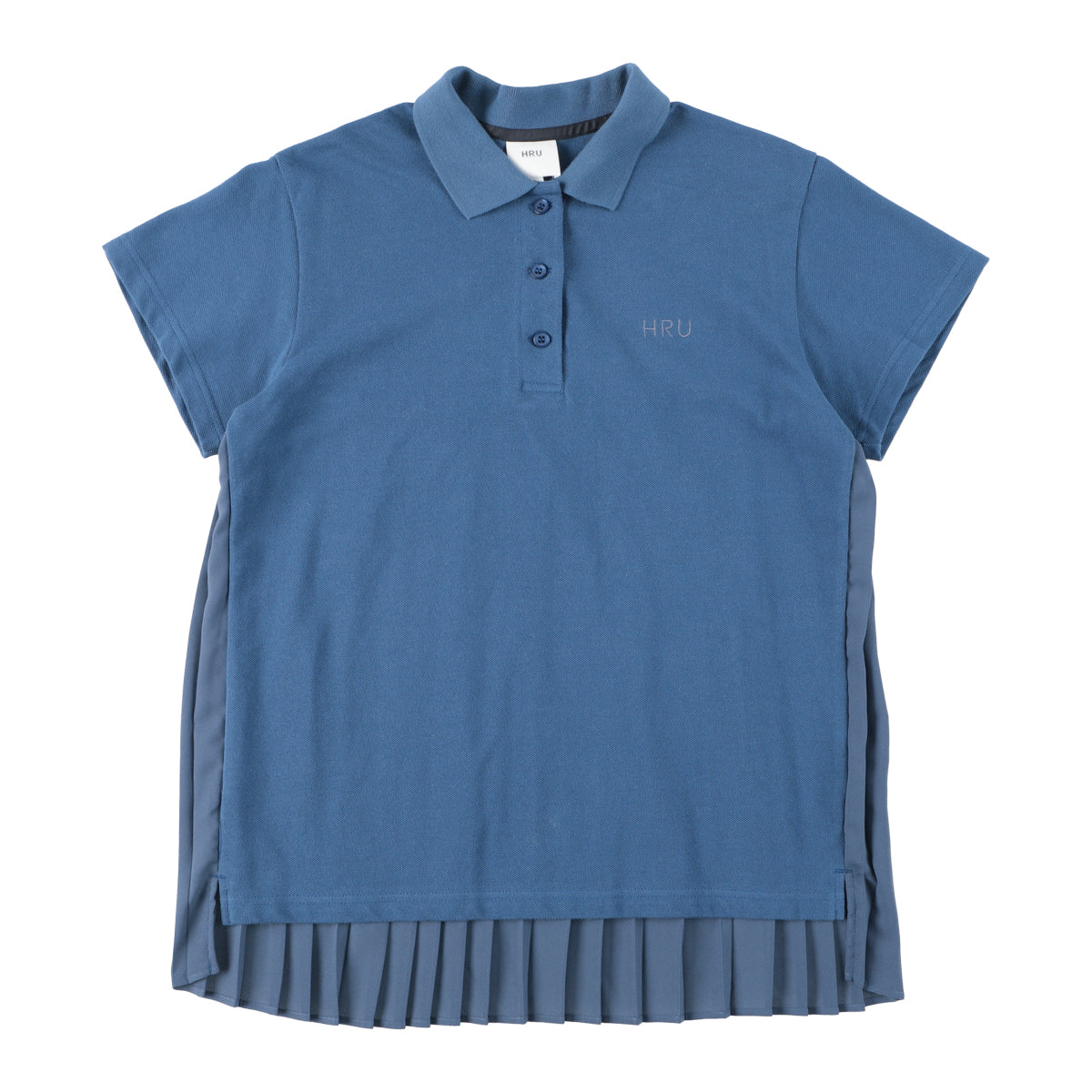 BACK PLEATS POLO SHIRT(BLUE)