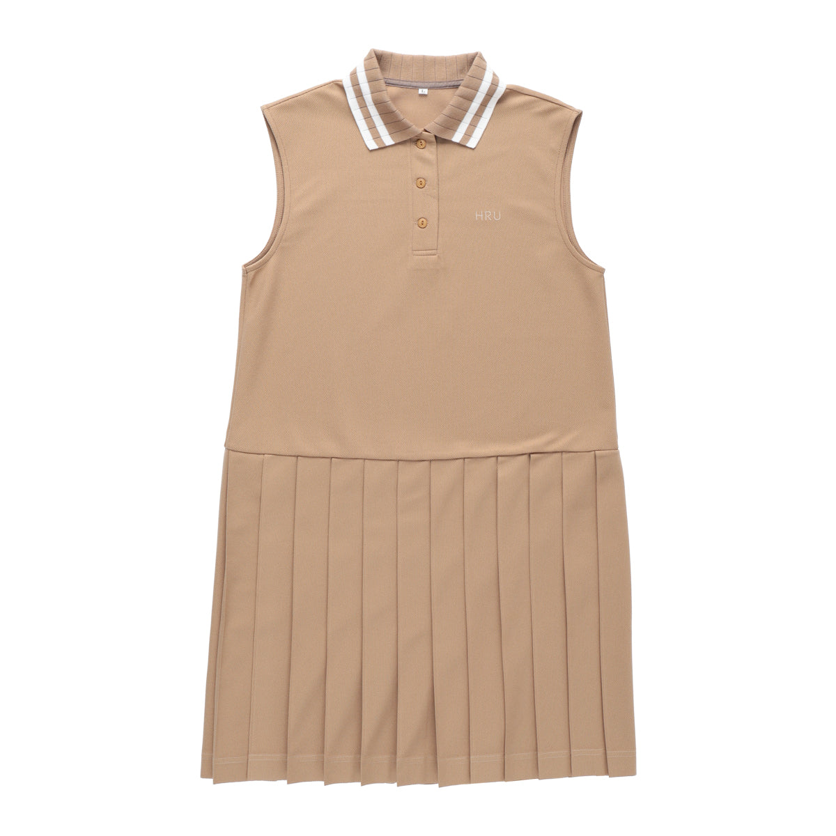 POLO SLEEVELESS PLEATS ONEPIECE(BEIGE)