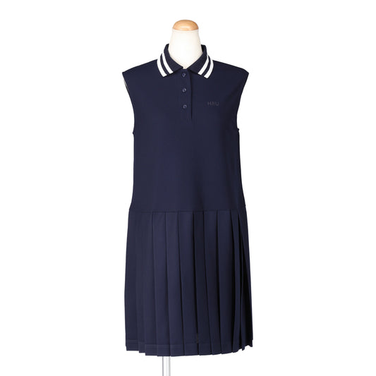POLO SLEEVELESS PLEATS ONEPIECE(NAVY)