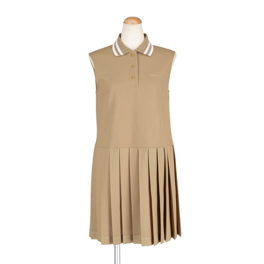 POLO SLEEVELESS PLEATS ONEPIECE(BEIGE)