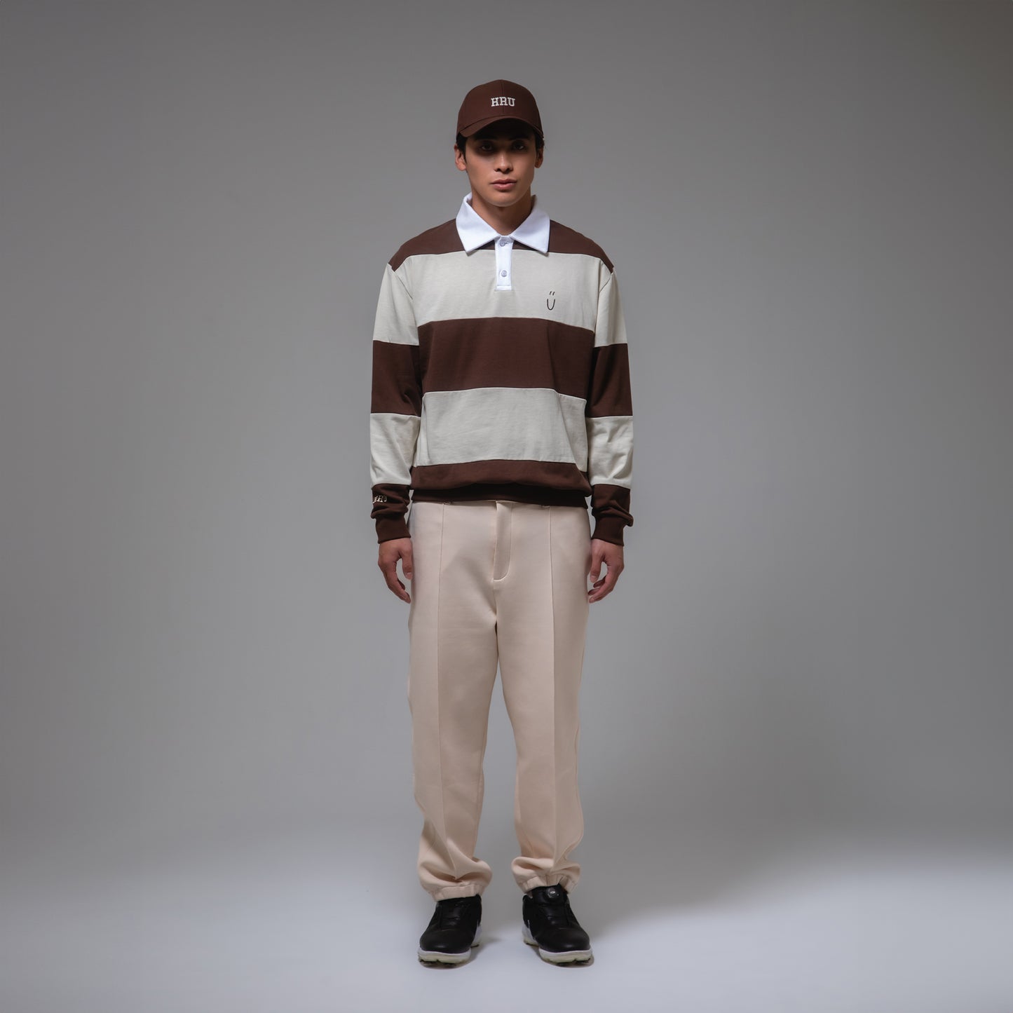BORDER POLO SHIRTS（BROWN）