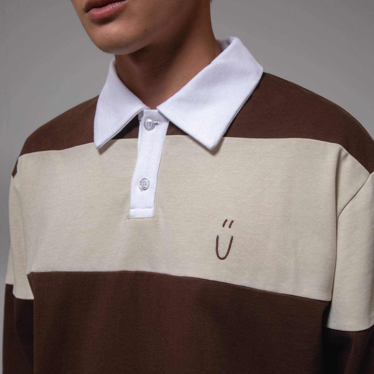 BORDER POLO SHIRTS（BROWN）